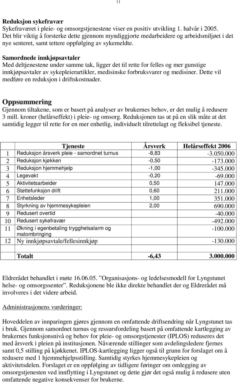 Samordnede innkjøpsavtaler Med deltjenestene under samme tak, ligger det til rette for felles og mer gunstige innkjøpsavtaler av sykepleierartikler, medisinske forbruksvarer og medisiner.