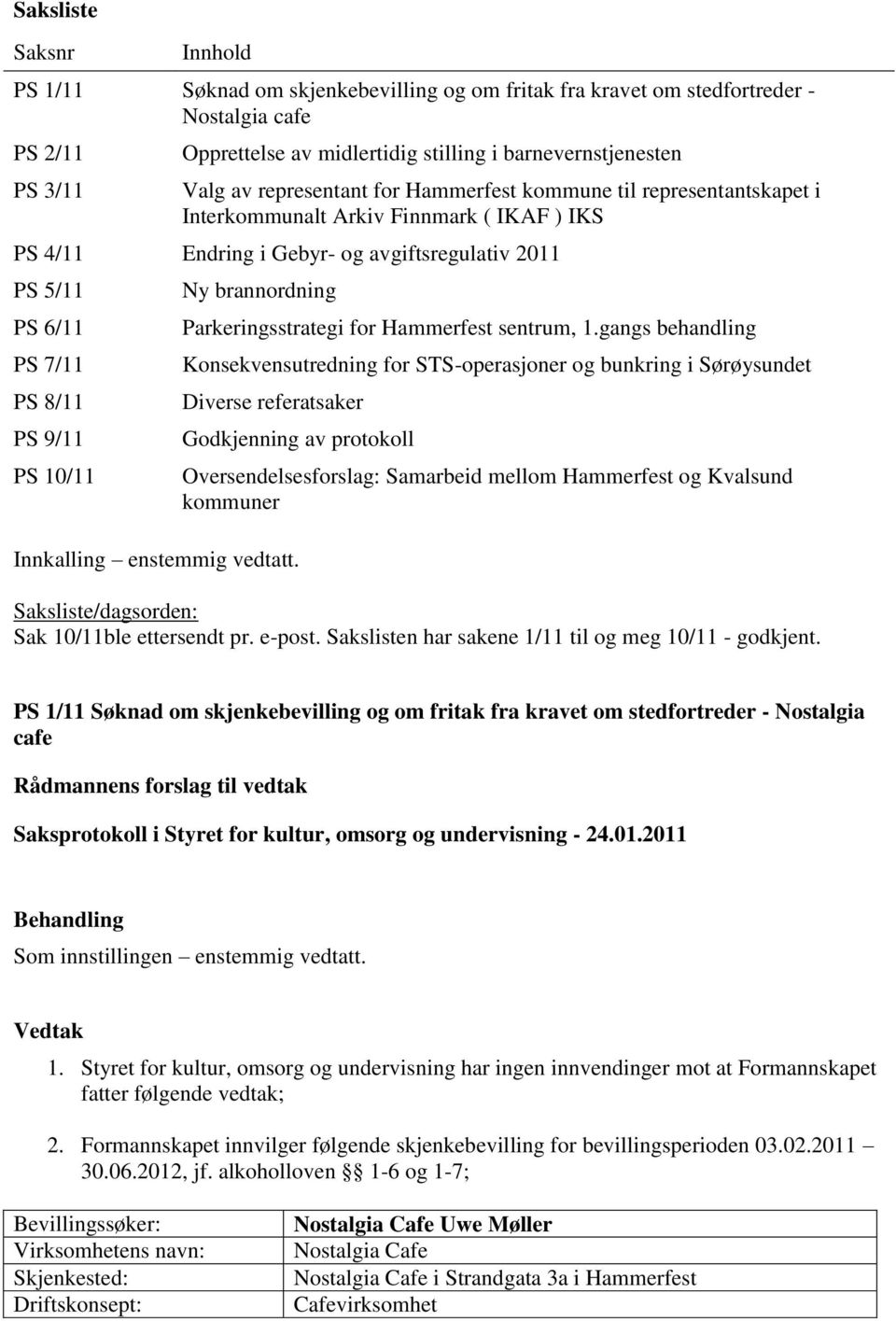 10/11 Ny brannordning Parkeringsstrategi for Hammerfest sentrum, 1.