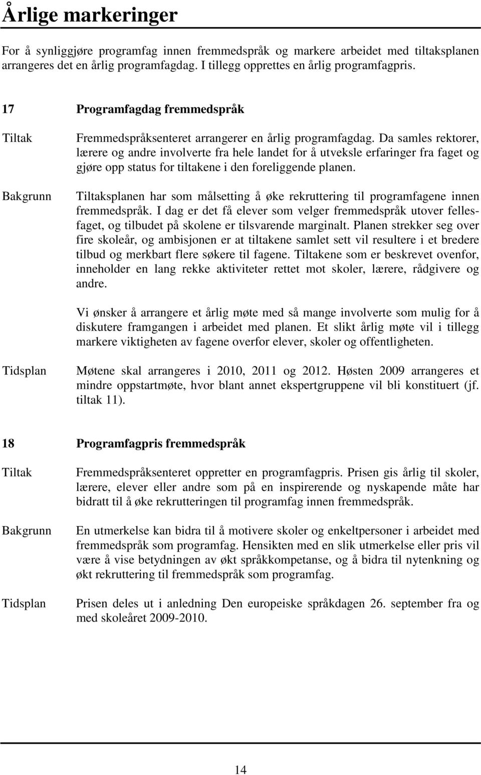 Da samles rektorer, lærere og andre involverte fra hele landet for å utveksle erfaringer fra faget og gjøre opp status for tiltakene i den foreliggende planen.