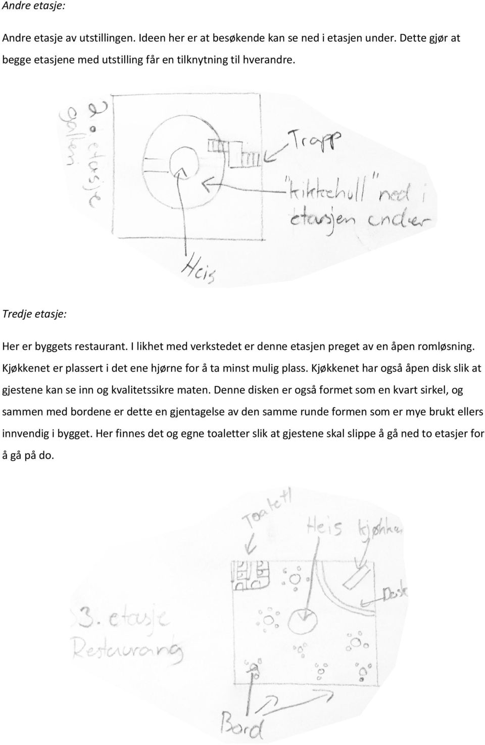 I likhet med verkstedet er denne etasjen preget av en åpen rmløsning. Kjøkkenet er plassert i det ene hjørne fr å ta minst mulig plass.