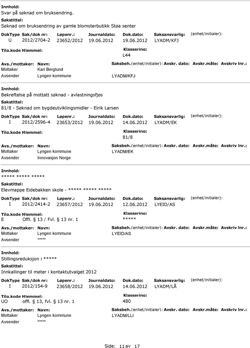 Bekreftelse på mottatt søknad - avlastningsfjøs 81/8 - Søknad om bygdeutviklingsmidler - irik Larsen 2012/2596-4 23653/2012 14.06.