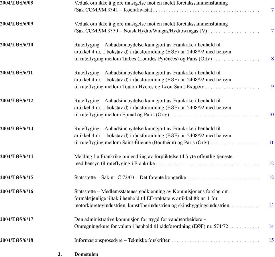 3350 Norsk Hydro/Wingas/Hydrowingas JV).................... 7 Ruteflyging Anbudsinnbydelse kunngjort av Frankrike i henhold til artikkel 4 nr. 1 bokstav d) i rådsforordning (EØF) nr.