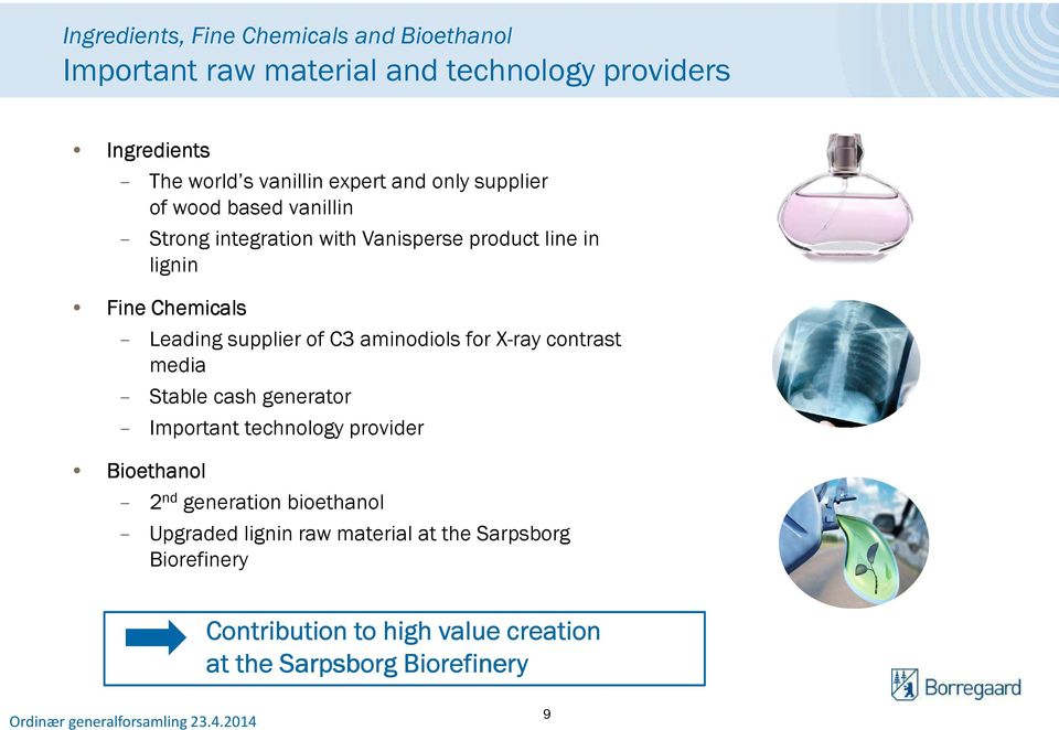 supplier of C3 aminodiolsfor X-ray contrast media Stable cash generator Important technology provider Bioethanol 2 nd generation