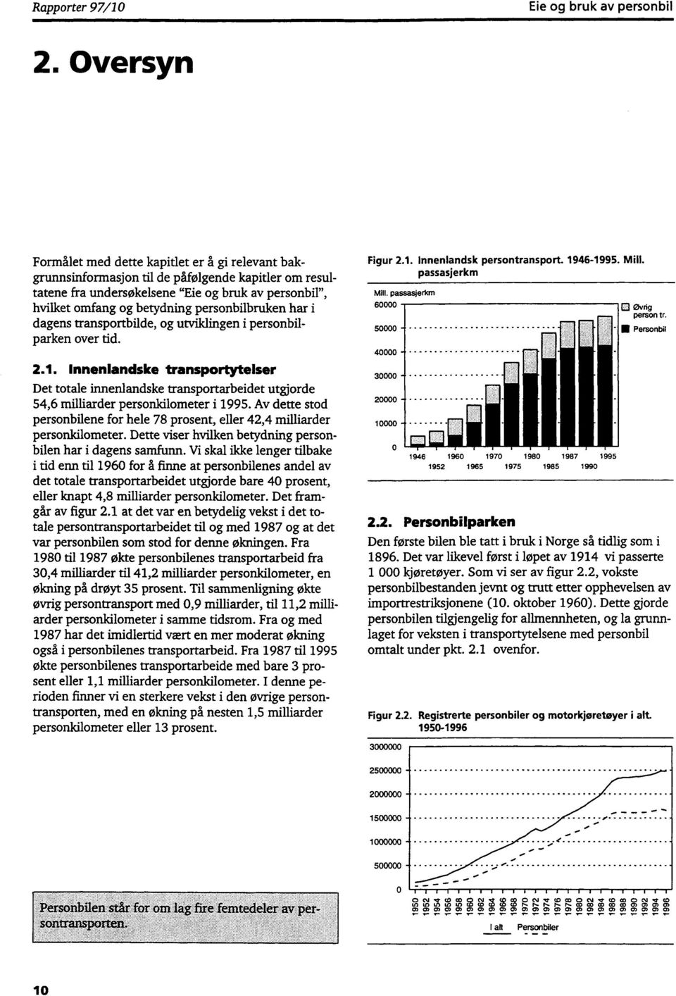 personbilbruken har i dagens transportbilde, og utviklingen i personbilparken over tid. 2.1.