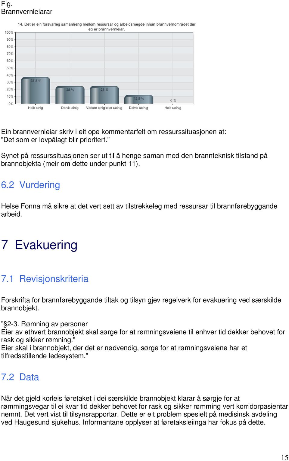 2 Vurdering Helse Fonna må sikre at det vert sett av tilstrekkeleg med ressursar til brannførebyggande arbeid. 7 Evakuering 7.