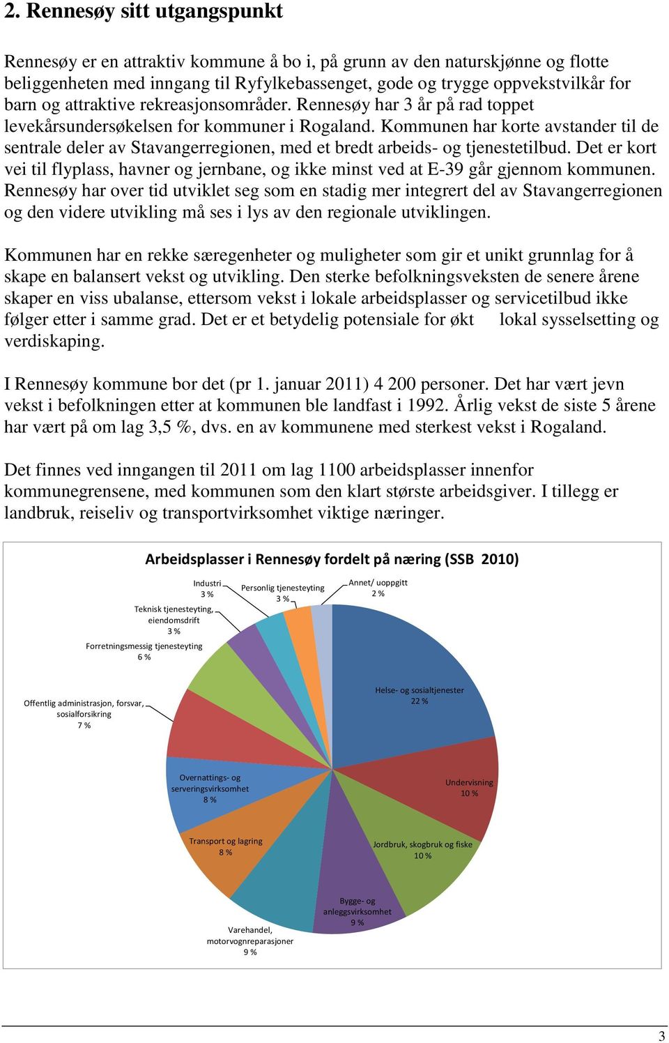 Kommunen har korte avstander til de sentrale deler av Stavangerregionen, med et bredt arbeids- og tjenestetilbud.