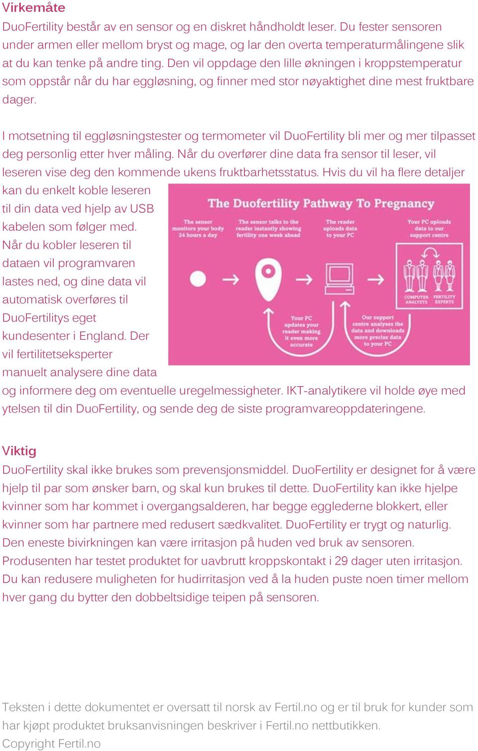 Den vil oppdage den lille økningen i kroppstemperatur som oppstår når du har eggløsning, og finner med stor nøyaktighet dine mest fruktbare dager.