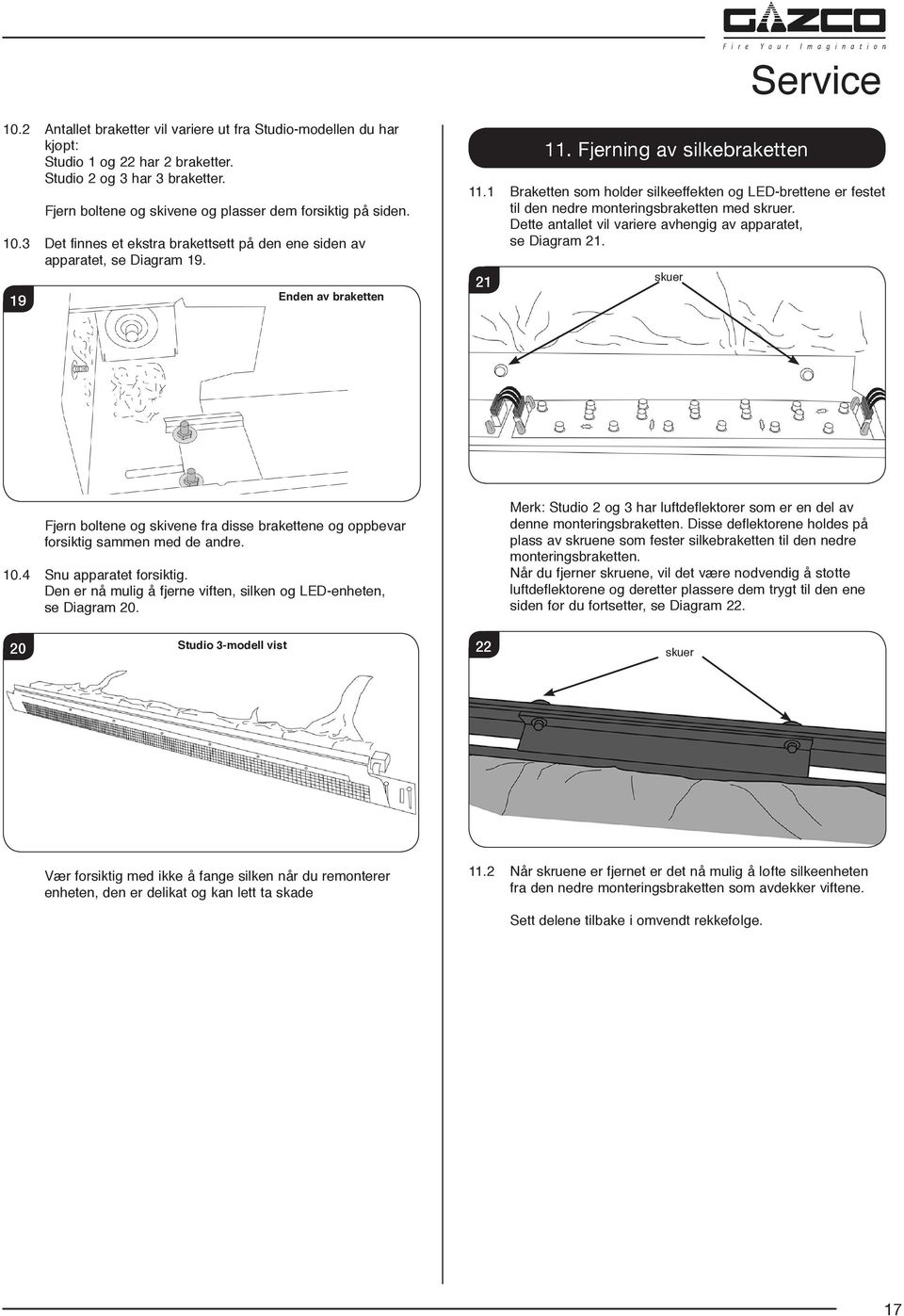 1 Braketten som holder silkeeffekten og LED-brettene er festet til den nedre monteringsbraketten med skruer. Dette antallet vil variere avhengig av apparatet, se Diagram 21.