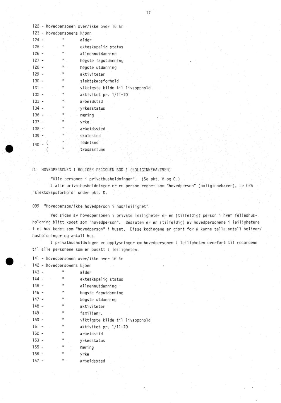 1EN I BOLIGEN Er:30NEN BOR I (3LIGINNEHAVEREN) "Alle personer i privathusholdninger' (Se pkt A og O) I alle privathusholdninger er en person rennet som "hovedperson" "slektskapsforhold" under pkt D