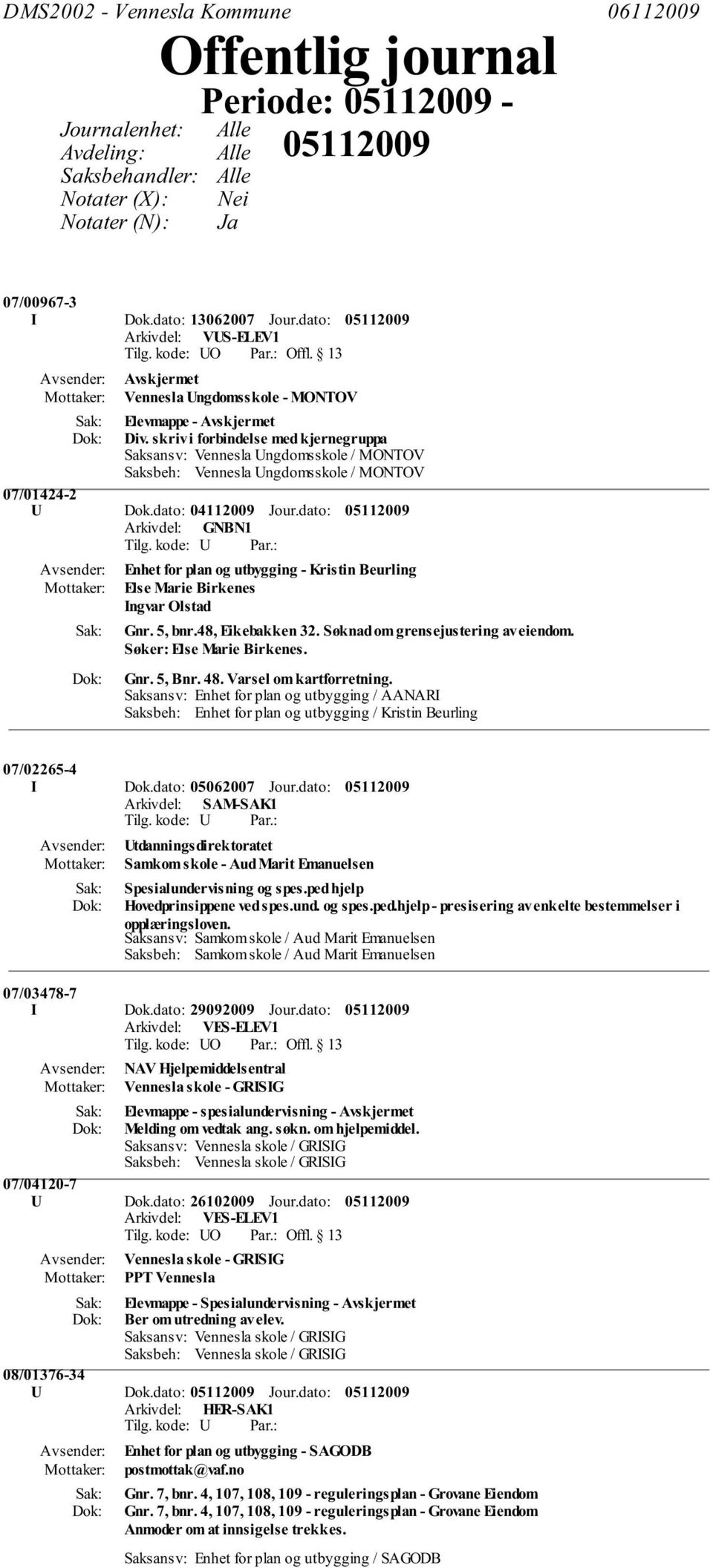 dato: Enhet for plan og utbygging - Kristin Beurling Else Marie Birkenes Ingvar Olstad Gnr. 5, bnr.48, Eikebakken 32. Søknad om grensejustering av eiendom. Søker: Else Marie Birkenes. Gnr. 5, Bnr. 48.