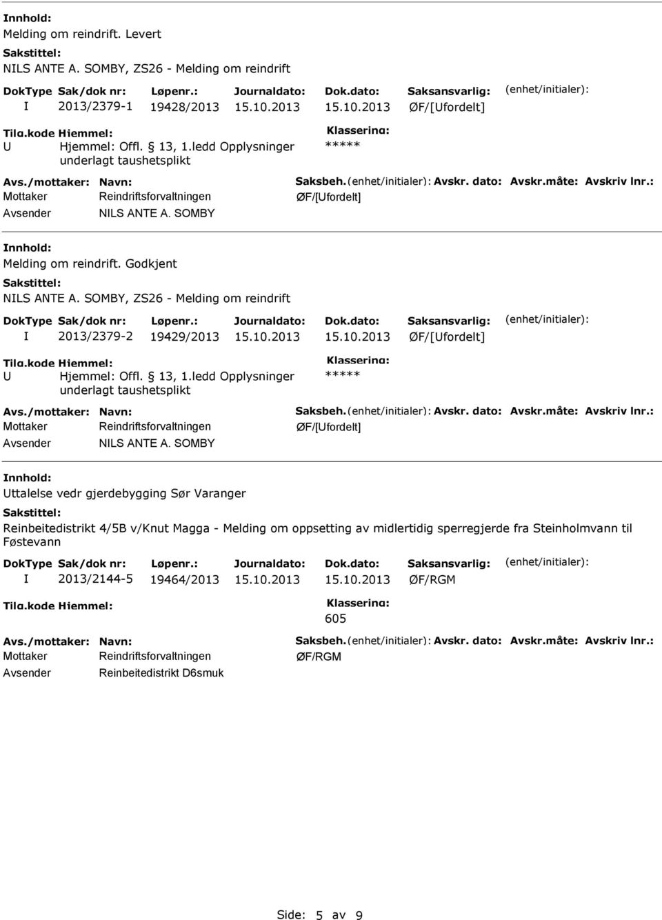 13, 1.ledd Opplysninger underlagt Avs./mottaker: Navn: Saksbeh. Avskr. dato: Avskr.måte: Avskriv lnr.: ØF/[fordelt] Avsender NLS ANTE A.