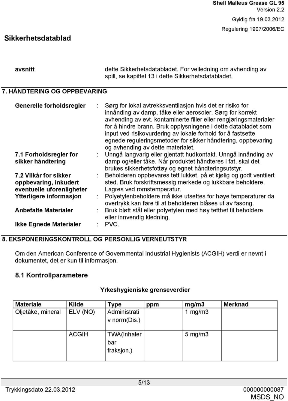 kontaminerte filler eller rengjøringsmaterialer for å hindre brann.