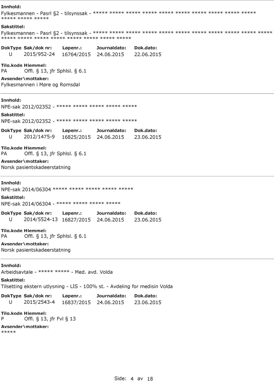 2015 NE-sak 2012/02352 - NE-sak 2012/02352-2012/1475-9 16825/2015 NE-sak 2014/06304 NE-sak