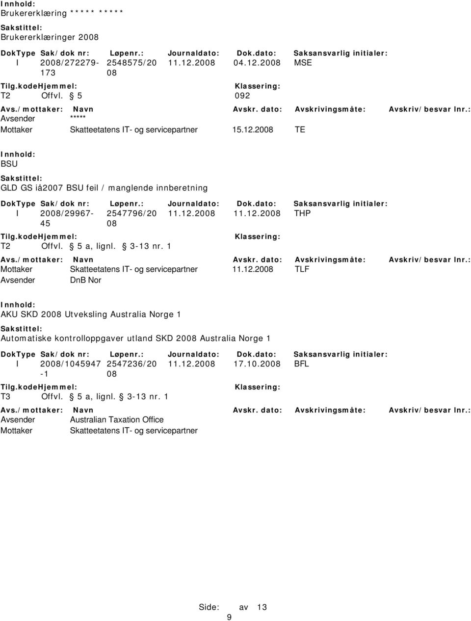 5 a, lignl. 3-13 nr. 1 Mottaker Skatteetatens IT- og servicepartner 11.12.