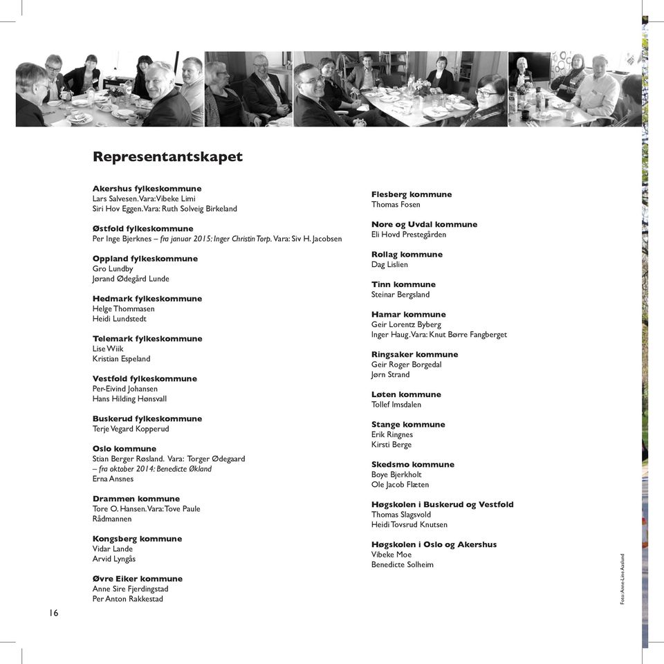 Jacobsen Nore og Uvdal kommune Eli Hovd Prestegården Oppland fylkeskommune Gro Lundby Jørand Ødegård Lunde Hedmark fylkeskommune Helge Thommasen Heidi Lundstedt Telemark fylkeskommune Lise Wiik