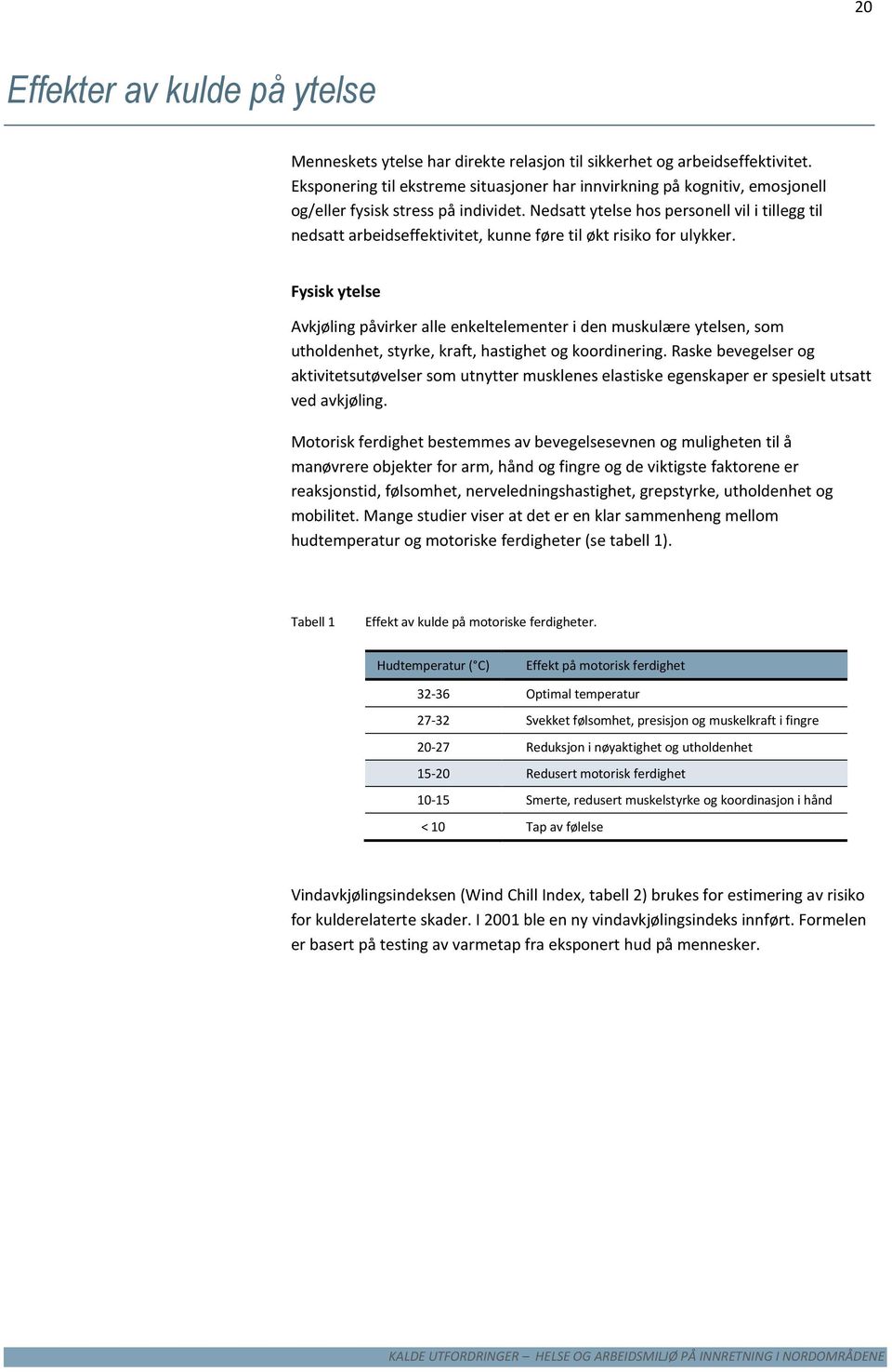 Nedsatt ytelse hos personell vil i tillegg til nedsatt arbeidseffektivitet, kunne føre til økt risiko for ulykker.