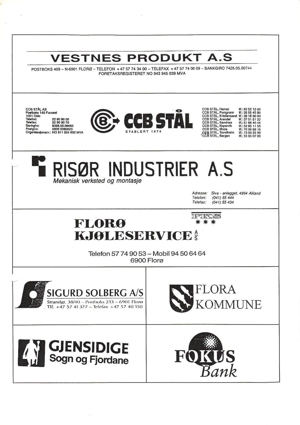 M Mv <E> CCB TAL t RR DUTRER A. Mekanik verkted og montaje FLORø {JøLEERVCB å Adtee: iea.