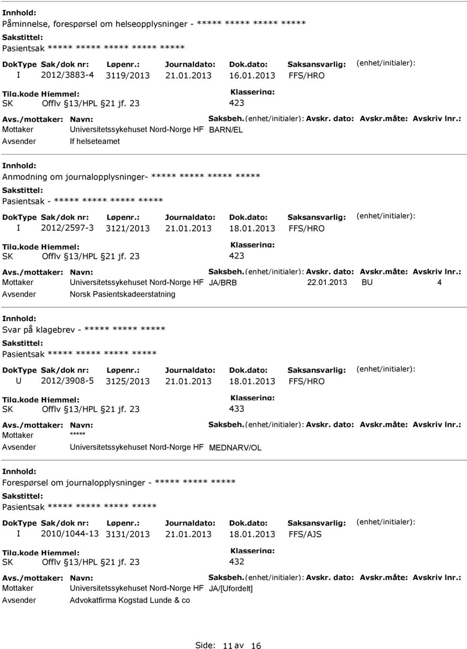 måte: Avskriv lnr.: niversitetssykehuset Nord-Norge HF JA/BRB 22.01.