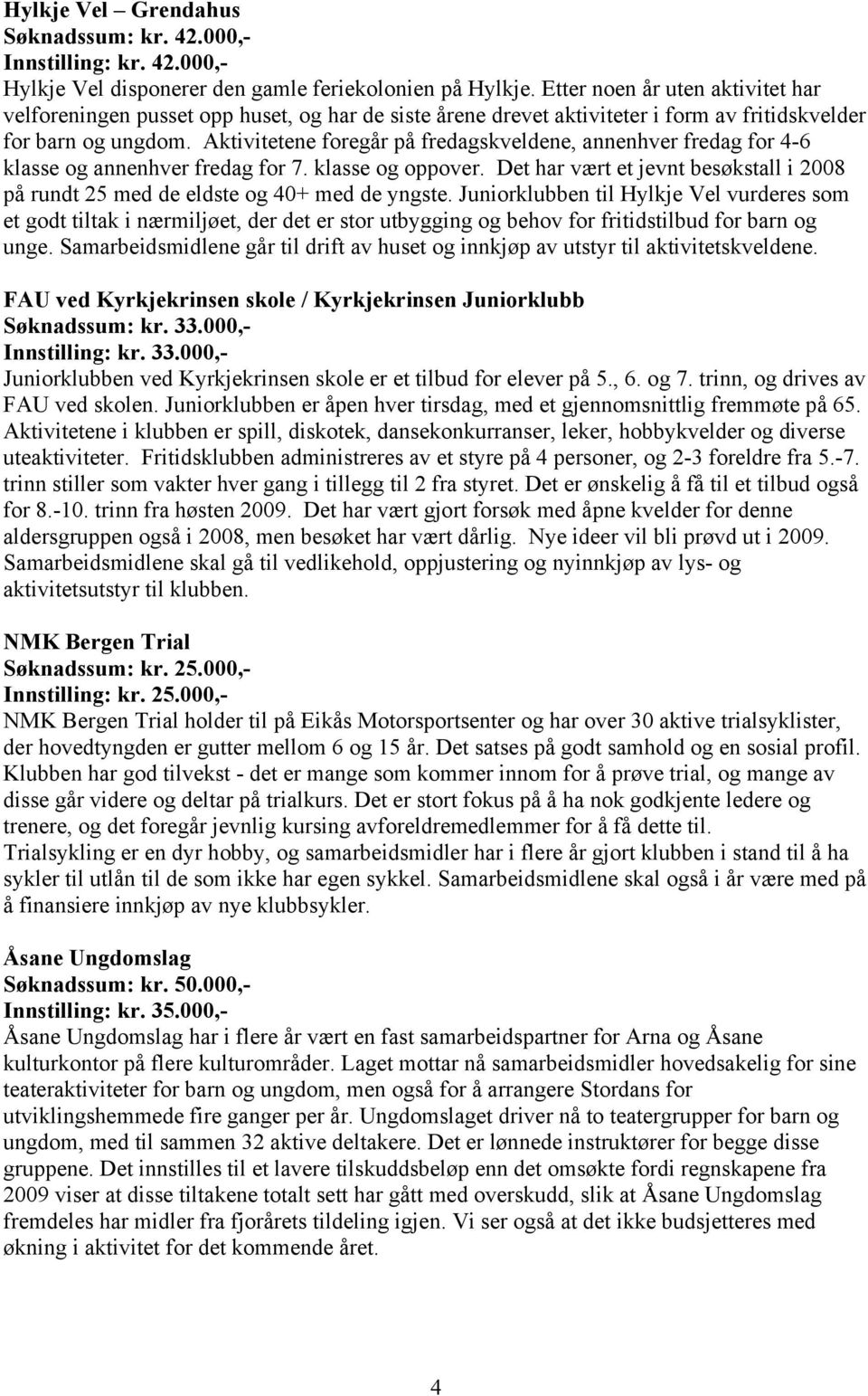 Aktivitetene foregår på fredagskveldene, annenhver fredag for 4-6 klasse og annenhver fredag for 7. klasse og oppover.