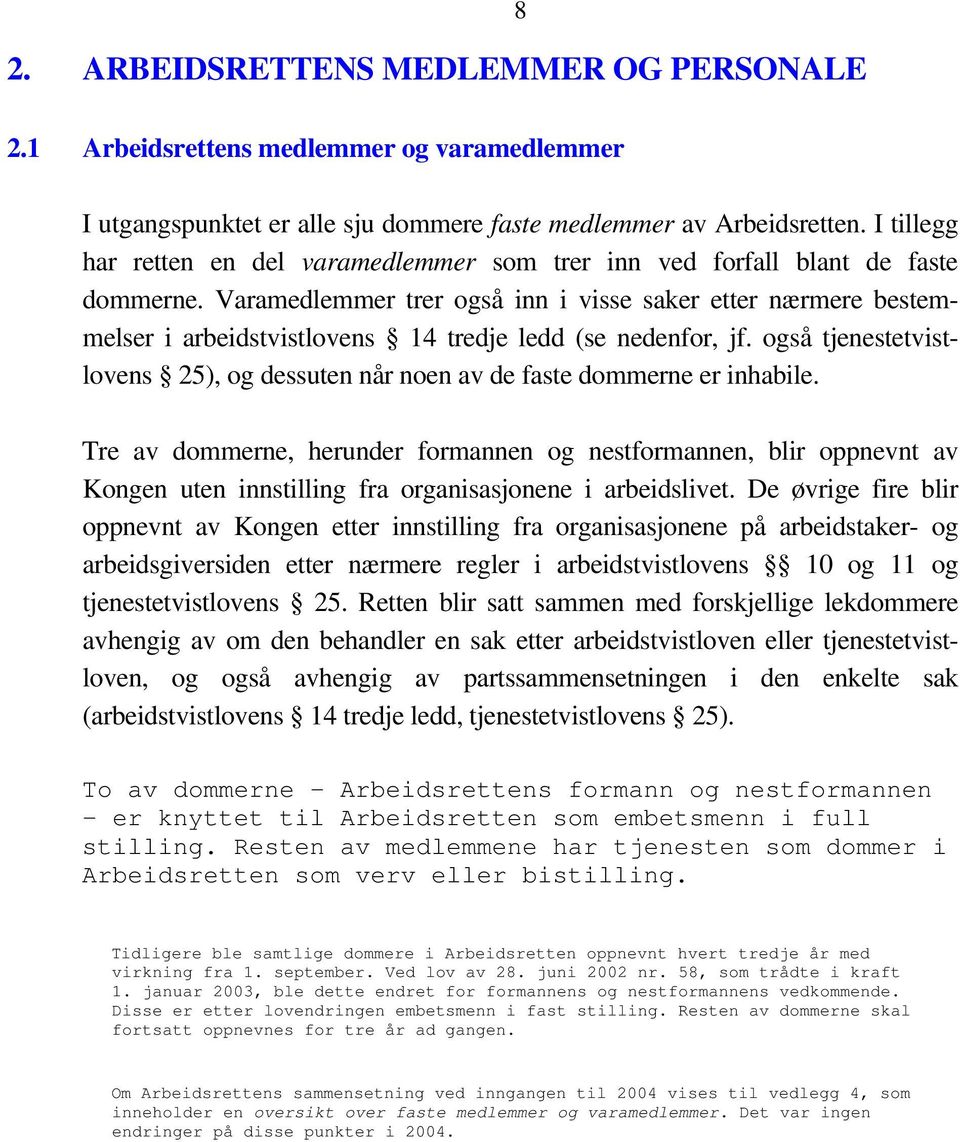 Varamedlemmer trer også inn i visse saker etter nærmere bestemmelser i arbeidstvistlovens 14 tredje ledd (se nedenfor, jf.