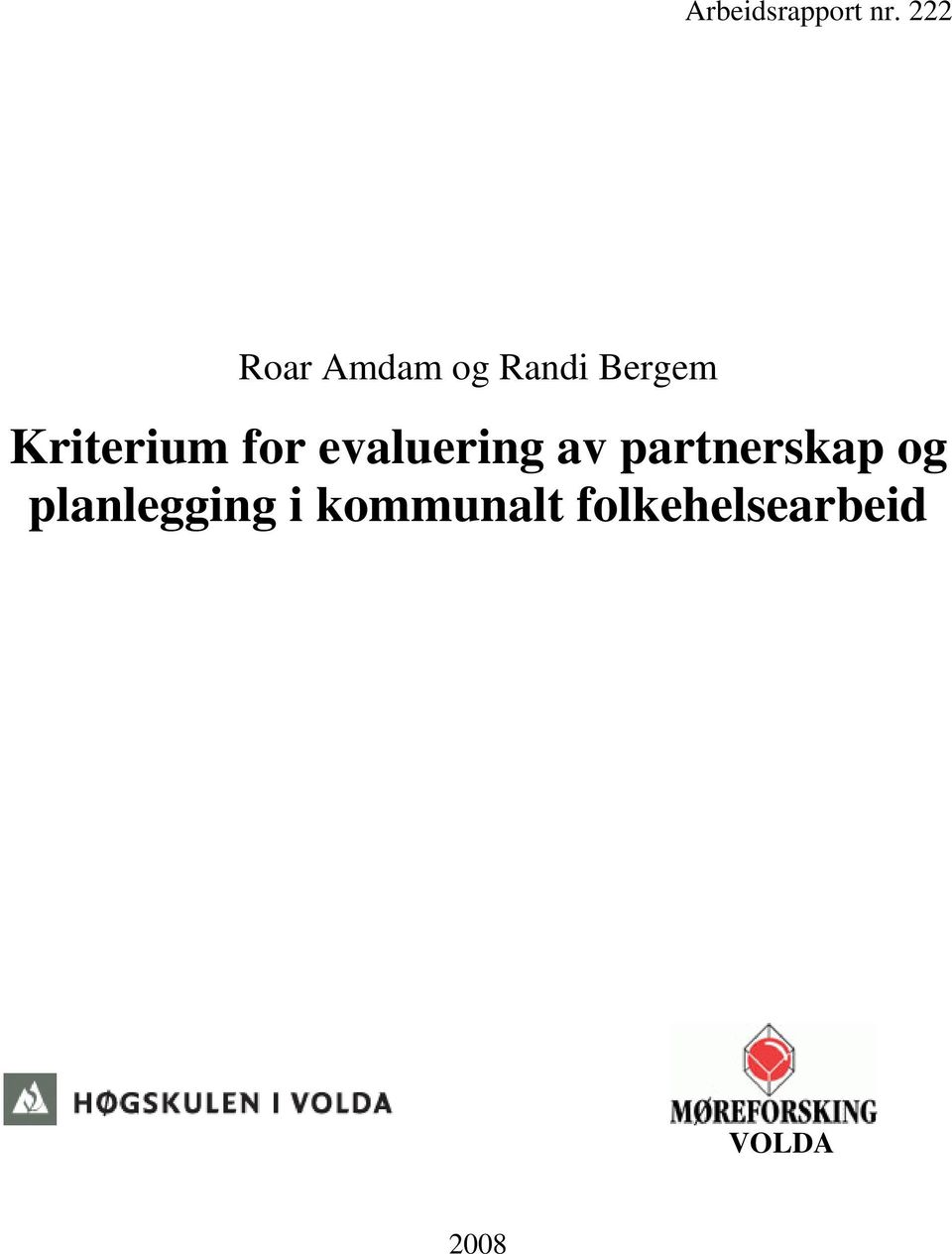 Kriterium for evaluering av