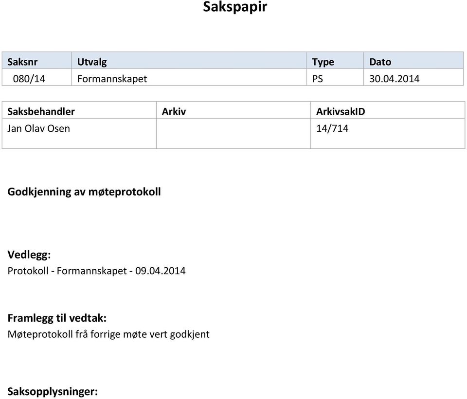 av møteprotokoll Vedlegg: Protokoll - Formannskapet - 09.04.