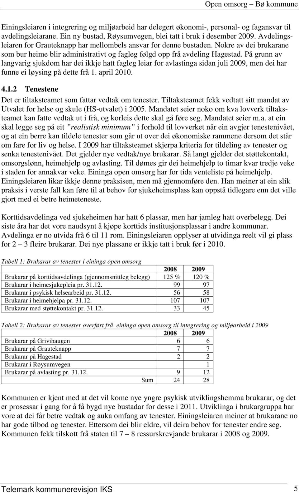 På grunn av langvarig sjukdom har dei ikkje hatt fagleg leiar for avlastinga sidan juli 2009, men dei har funne ei løysing på dette frå 1.