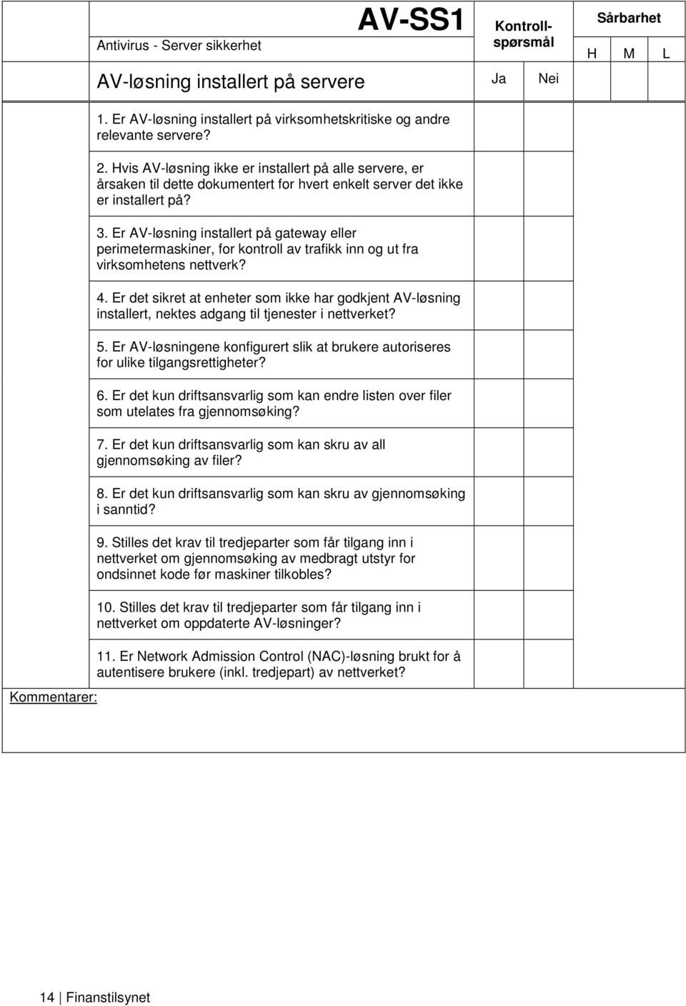 Er AV-løsning installert på gateway eller perimetermaskiner, for kontroll av trafikk inn og ut fra virksomhetens nettverk? 4.