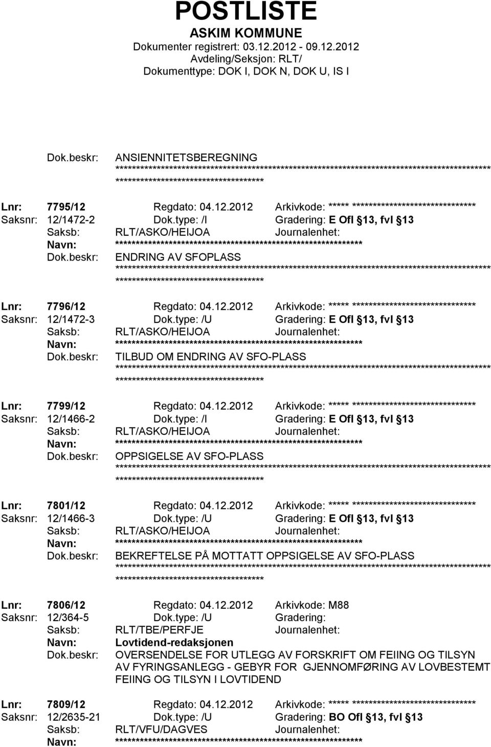 Regdato: 04.12.2012 Arkivkode: ***** ****************************** Saksnr: 12/1472-3 Dok.