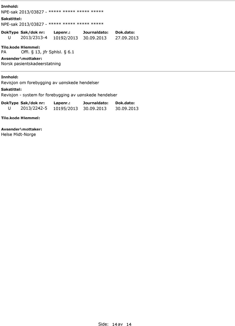 forebygging av uønskede hendelser Revisjon - system for forebygging