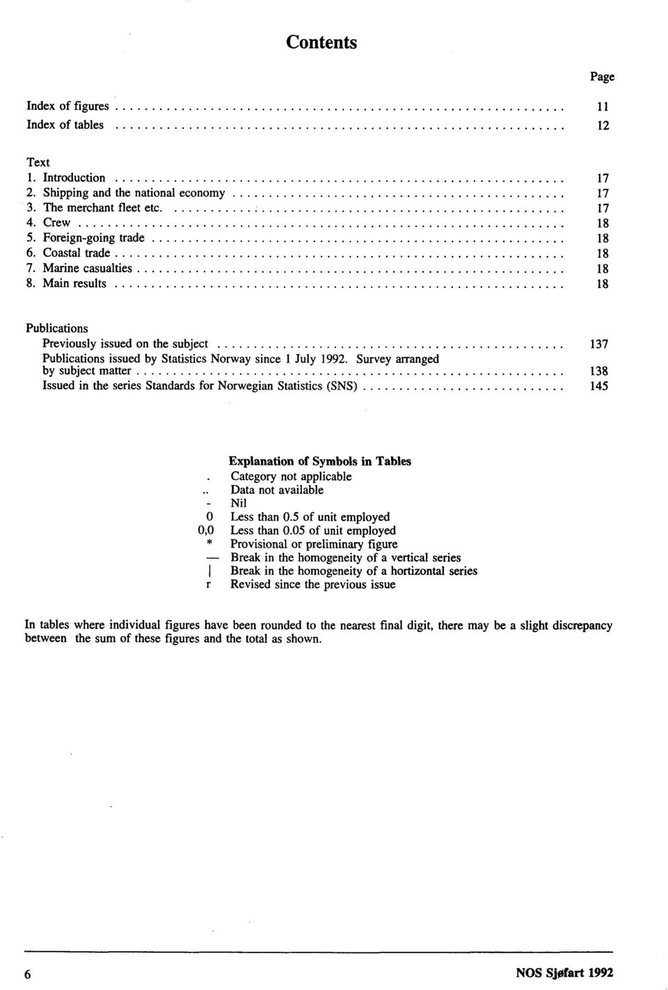 Survey arranged by subject matter 138 Issued in the series Standards for Norwegian Statistics (SNS) 145 0 0,0 * 1, Explanation of Symbols in Tables Category not applicable Data not available Nil Less