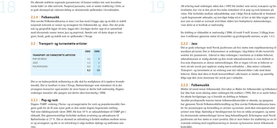 4 Folkemusikk Den norske Folkemusikkscena er inne i en fase med å bygge opp og utvikle et stabilt nasjonalt nettverk av scener og arrangører for folkemusikk og dans.