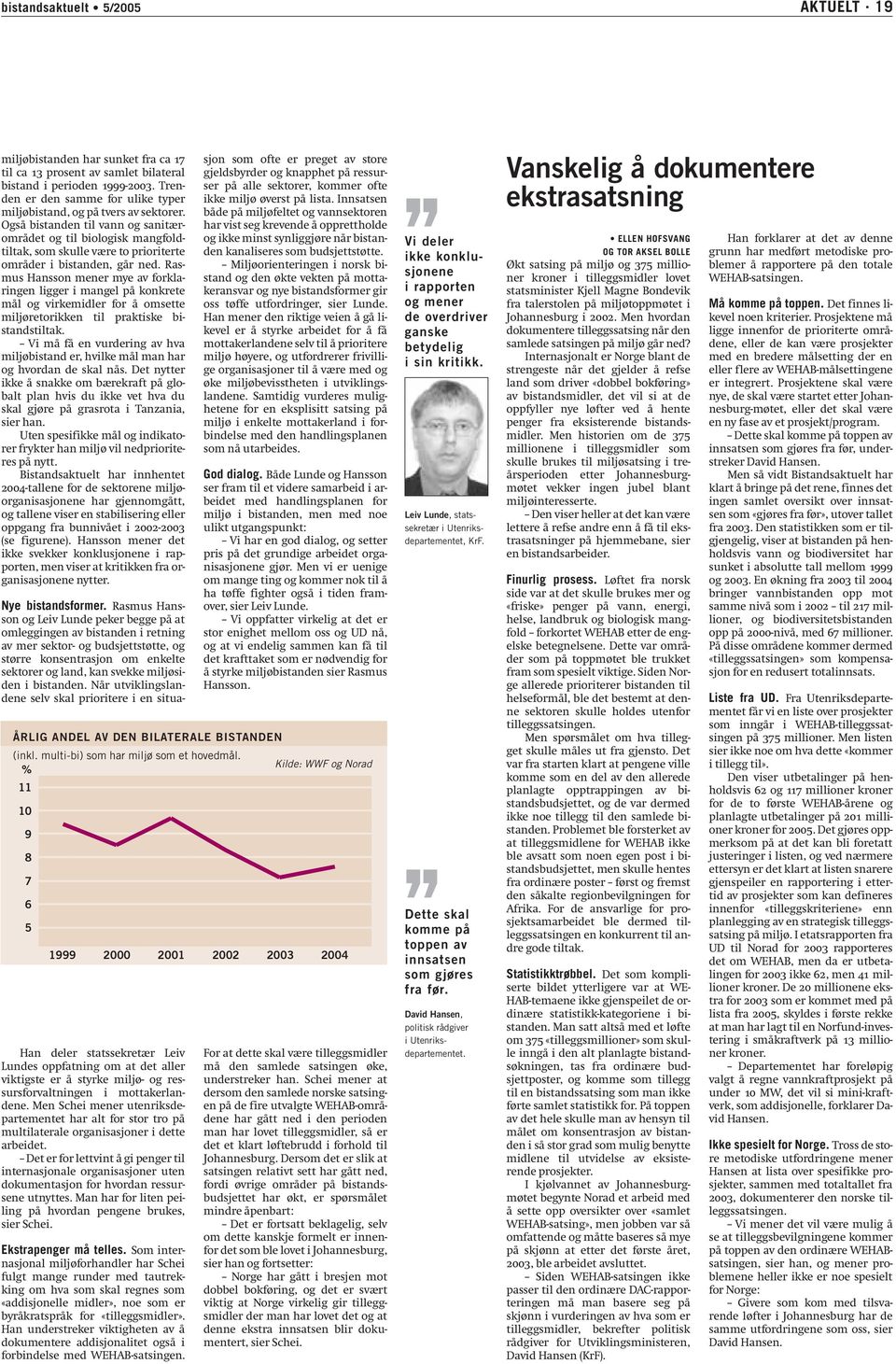 Også bistanden til vann og sanitærområdet og til biologisk mangfoldtiltak, som skulle være to prioriterte områder i bistanden, går ned.