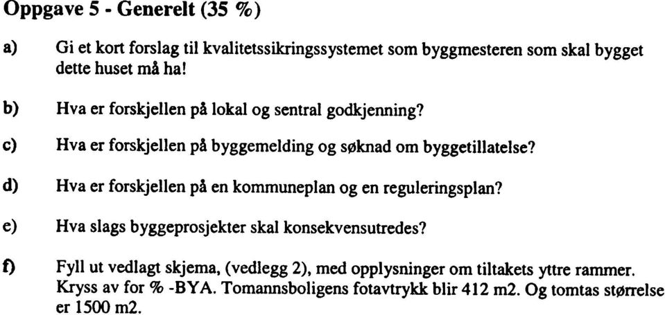 d) Hva er forskjellen pi en kommuneplan og en reguleringsplan? e) Hva slags byggeprosjekter skal konsekvensutredes?