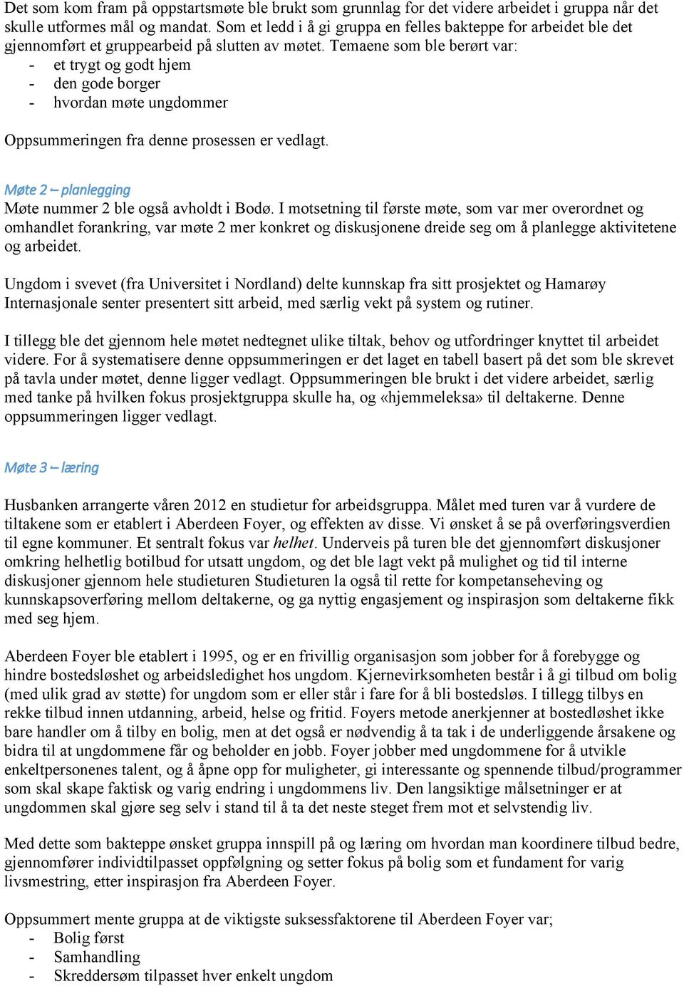 Temaene som ble berørt var: - et trygt og godt hjem - den gode borger - hvordan møte ungdommer Oppsummeringen fra denne prosessen er vedlagt. Møte 2 planlegging Møte nummer 2 ble også avholdt i Bodø.