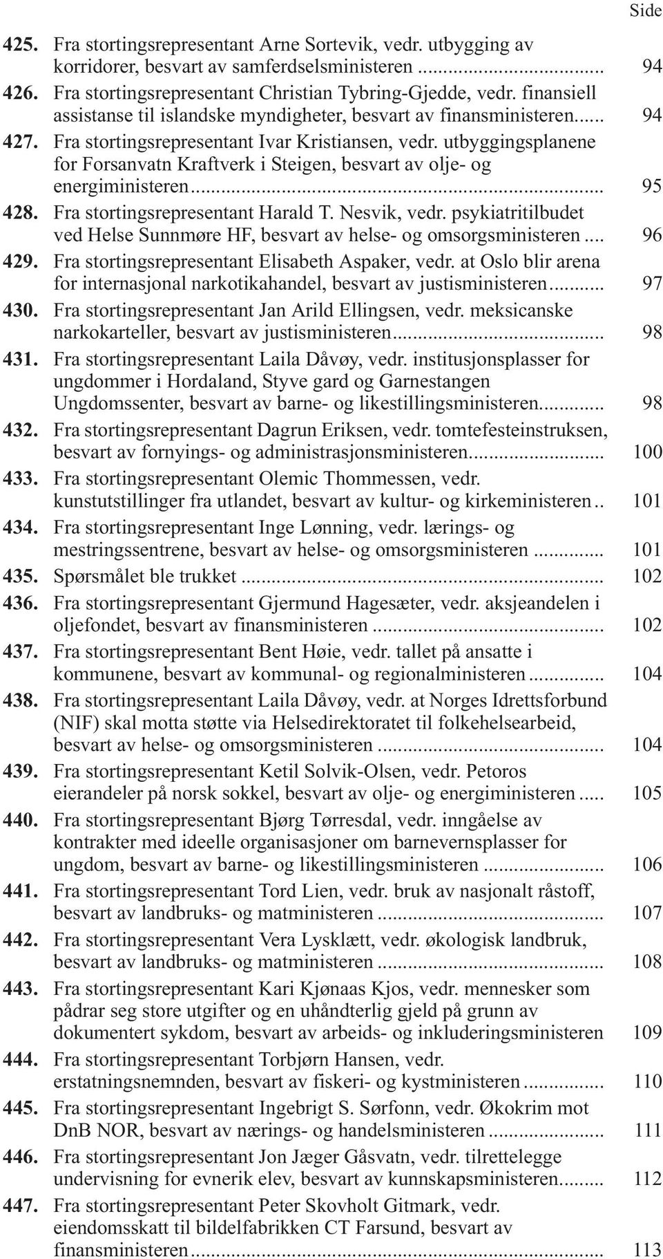 utbyggingsplanene for Forsanvatn Kraftverk i Steigen, besvart av olje- og energiministeren... 95 428. Fra stortingsrepresentant Harald T. Nesvik, vedr.