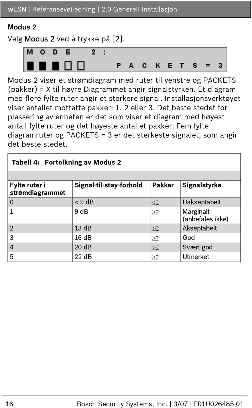 Installasjonsverktøyet viser antallet mottatte pakker: 1, 2 eller 3.