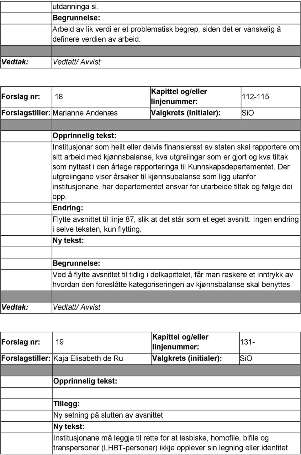 utgreiingar som er gjort og kva tiltak som nyttast i den årlege rapporteringa til Kunnskapsdepartementet.