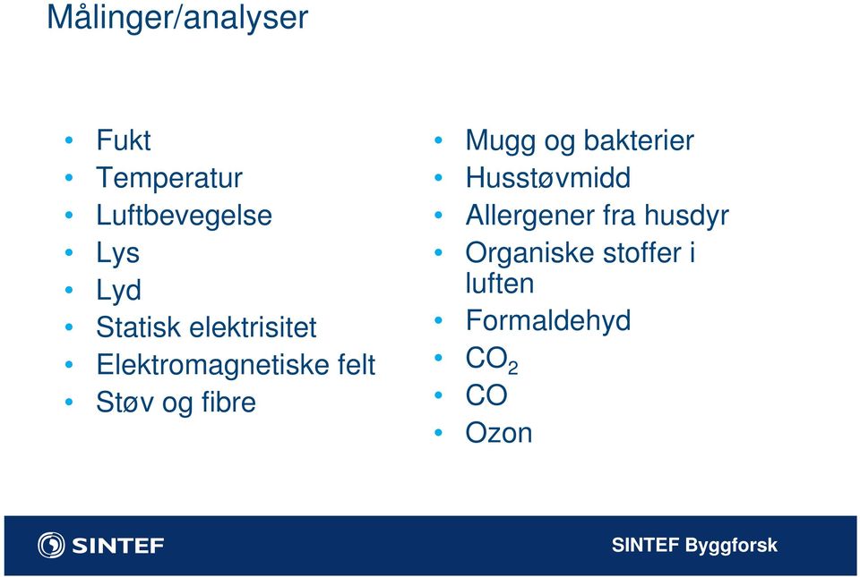 og fibre Mugg og bakterier Husstøvmidd Allergener fra