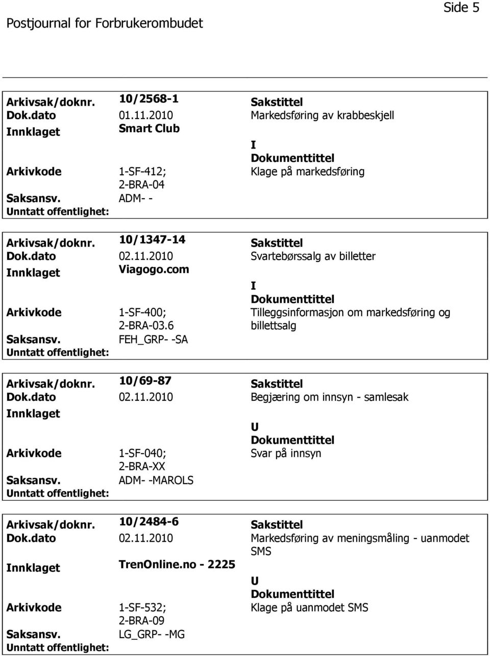 2010 Svartebørssalg av billetter Viagogo.com 1-SF-400; 2-BRA-03.6 Tilleggsinformasjon om markedsføring og billettsalg FEH_GRP- -SA Arkivsak/doknr.