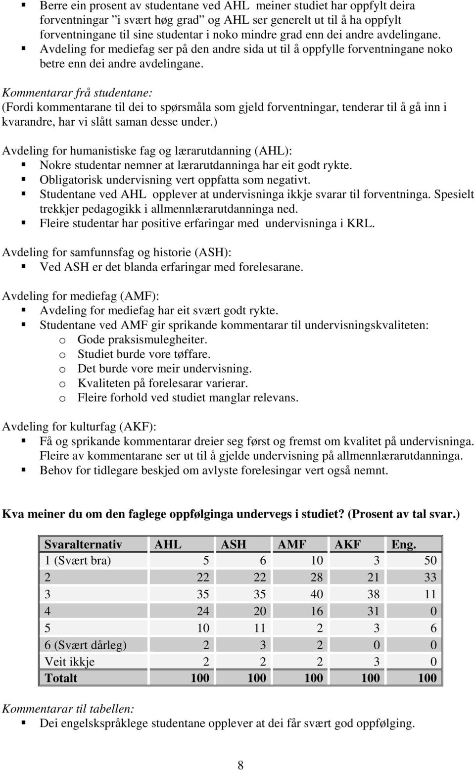 (Fordi kommentarane til dei to spørsmåla som gjeld forventningar, tenderar til å gå inn i kvarandre, har vi slått saman desse under.