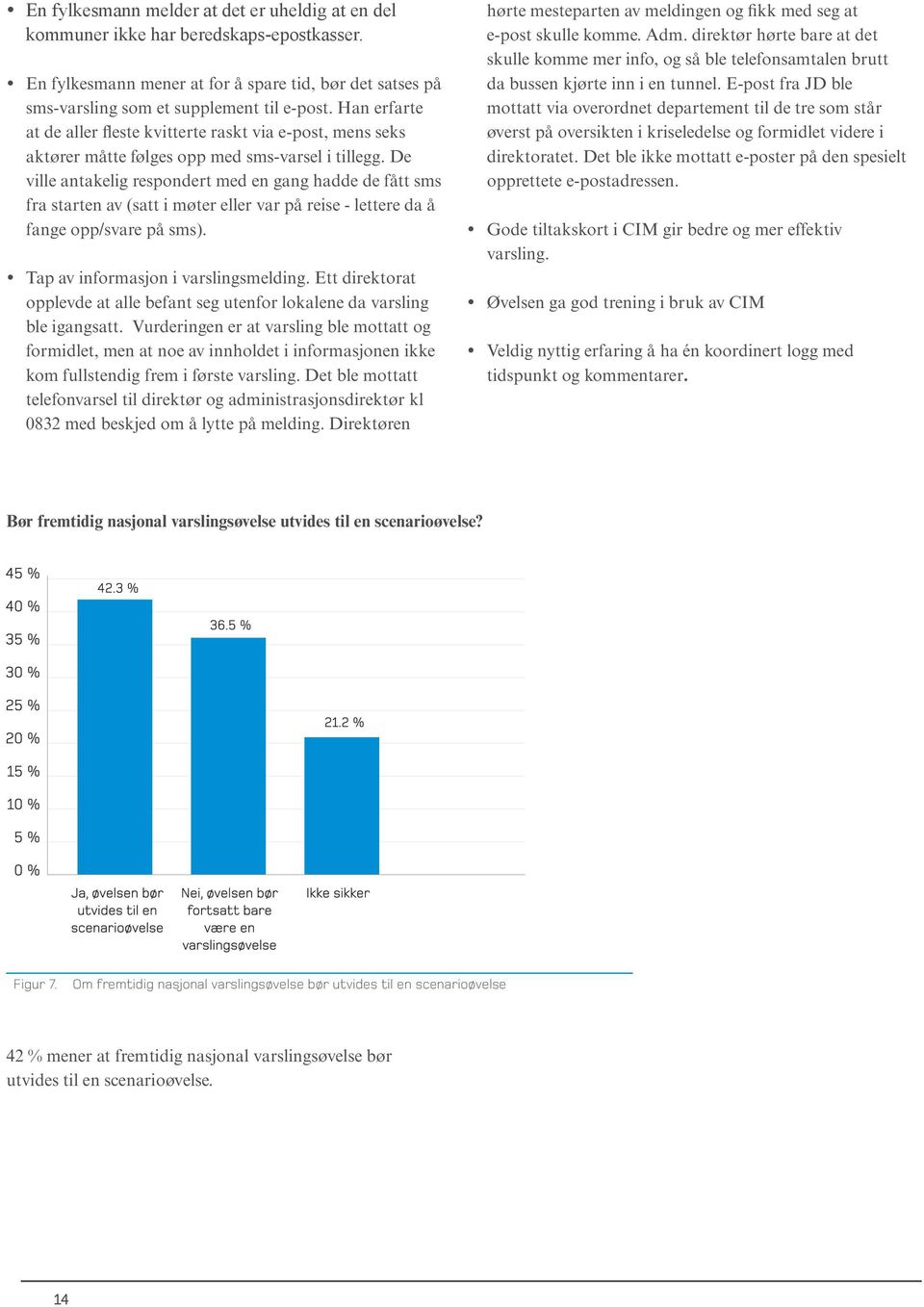 De ville antakelig respondert med en gang hadde de fått sms fra starten av (satt i møter eller var på reise - lettere da å fange opp/svare på sms). Tap av informasjon i varslingsmelding.