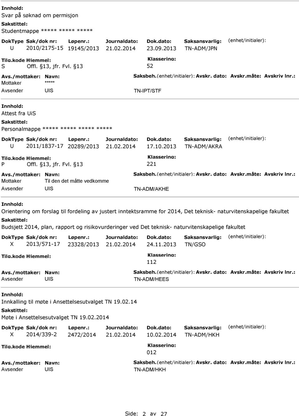 2013 TN-ADM/AKRA 221 Mottaker Til den det måtte vedkomme Orientering om forslag til fordeling av justert inntektsramme for 2014, Det teknisk- naturvitenskapelige