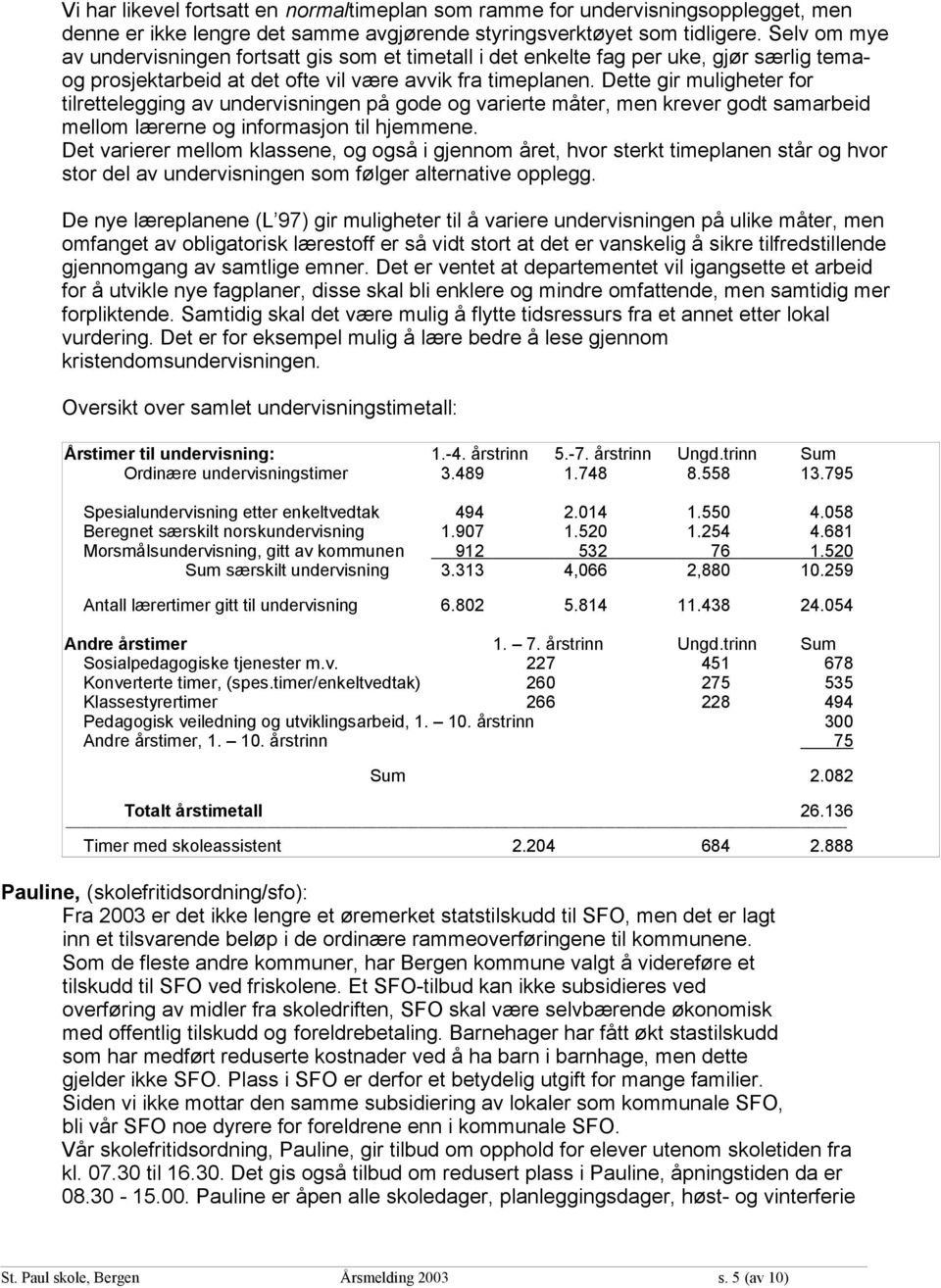 Dette gir muligheter for tilrettelegging av undervisningen på gode og varierte måter, men krever godt samarbeid mellom lærerne og informasjon til hjemmene.