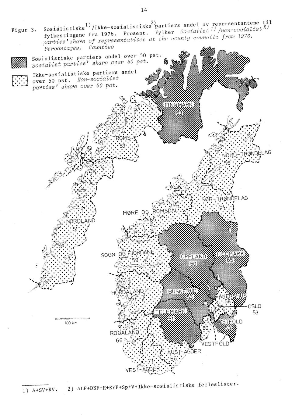 Socialist parties' share over 50 pct. : ::..,,.... A ft::::.: *$: Ikke- sosialistiske partiers andel '''' over 50 pst. Non-socialist :::::iii.. parties' share over 50 pct. :se.:....% ei. e..,...y. -.