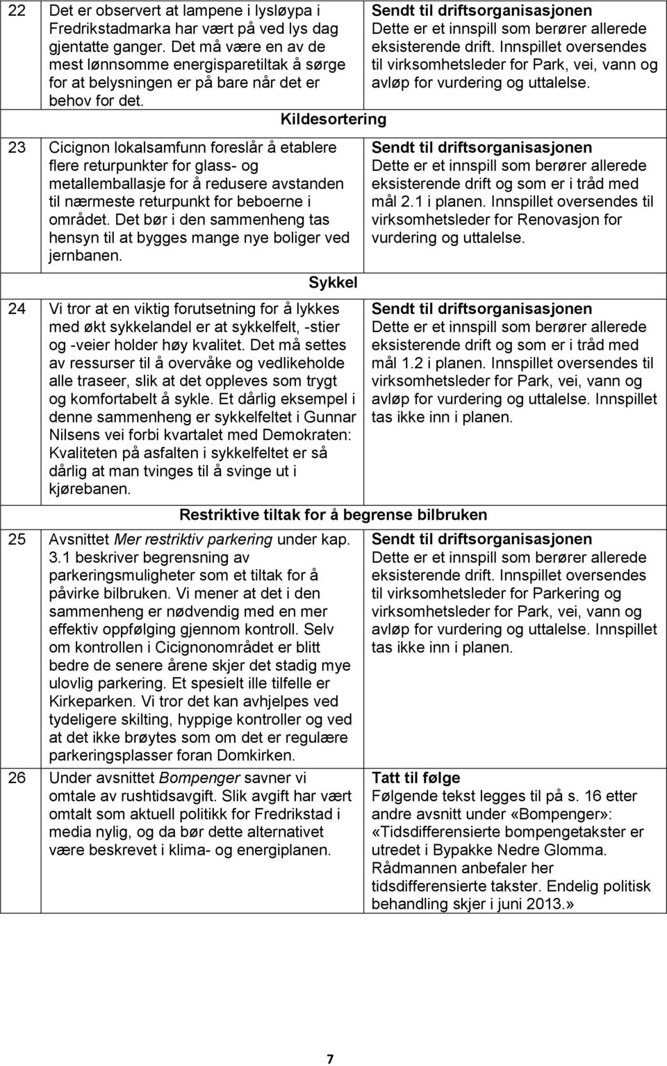 Kildesortering 23 Cicignon lokalsamfunn foreslår å etablere flere returpunkter for glass- og metallemballasje for å redusere avstanden til nærmeste returpunkt for beboerne i området.