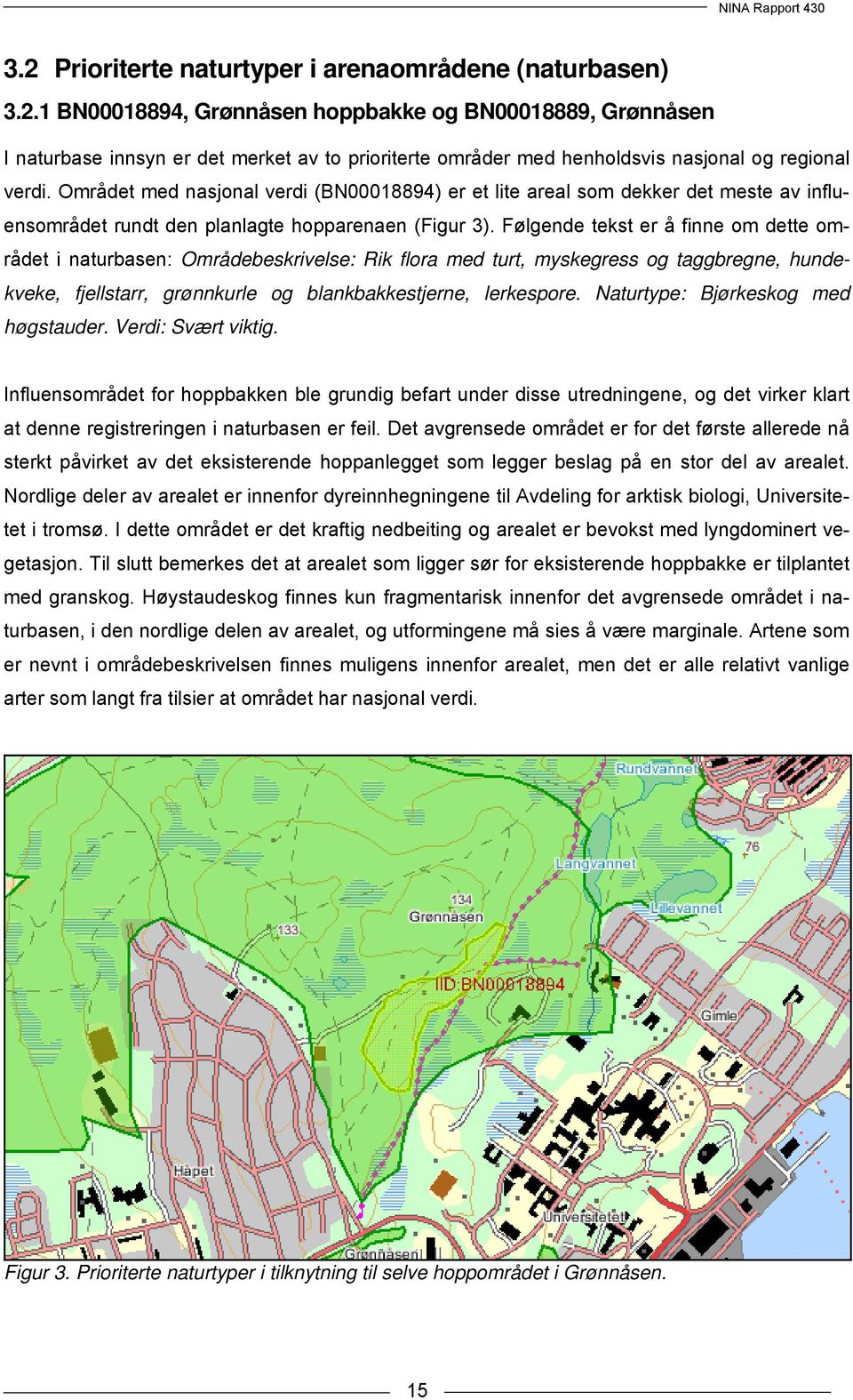 Følgende tekst er å finne om dette området i naturbasen: Områdebeskrivelse: Rik flora med turt, myskegress og taggbregne, hundekveke, fjellstarr, grønnkurle og blankbakkestjerne, lerkespore.