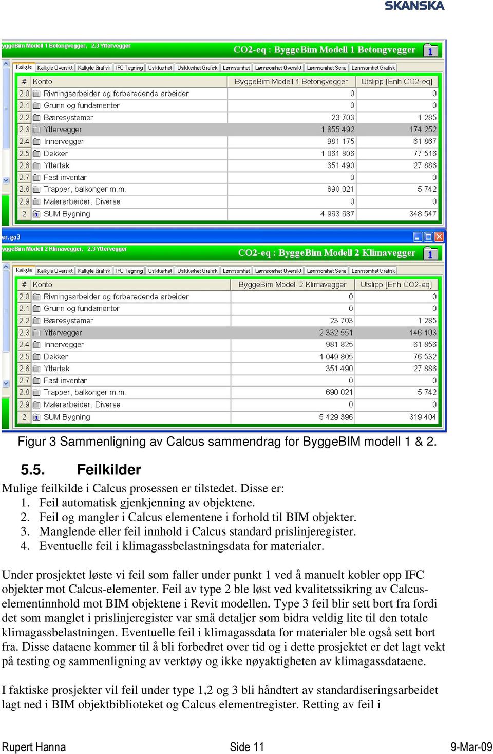 Under prosjektet løste vi feil som faller under punkt 1 ved å manuelt kobler opp IFC objekter mot Calcus-elementer.