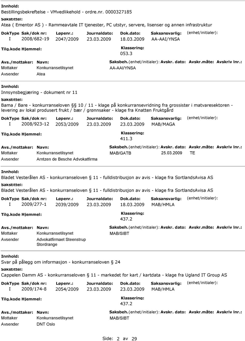 / bær / grønnsaker - klage fra Knatten Fruktgård 2008/923-12 2053/2009 MAB/MAGA 411.