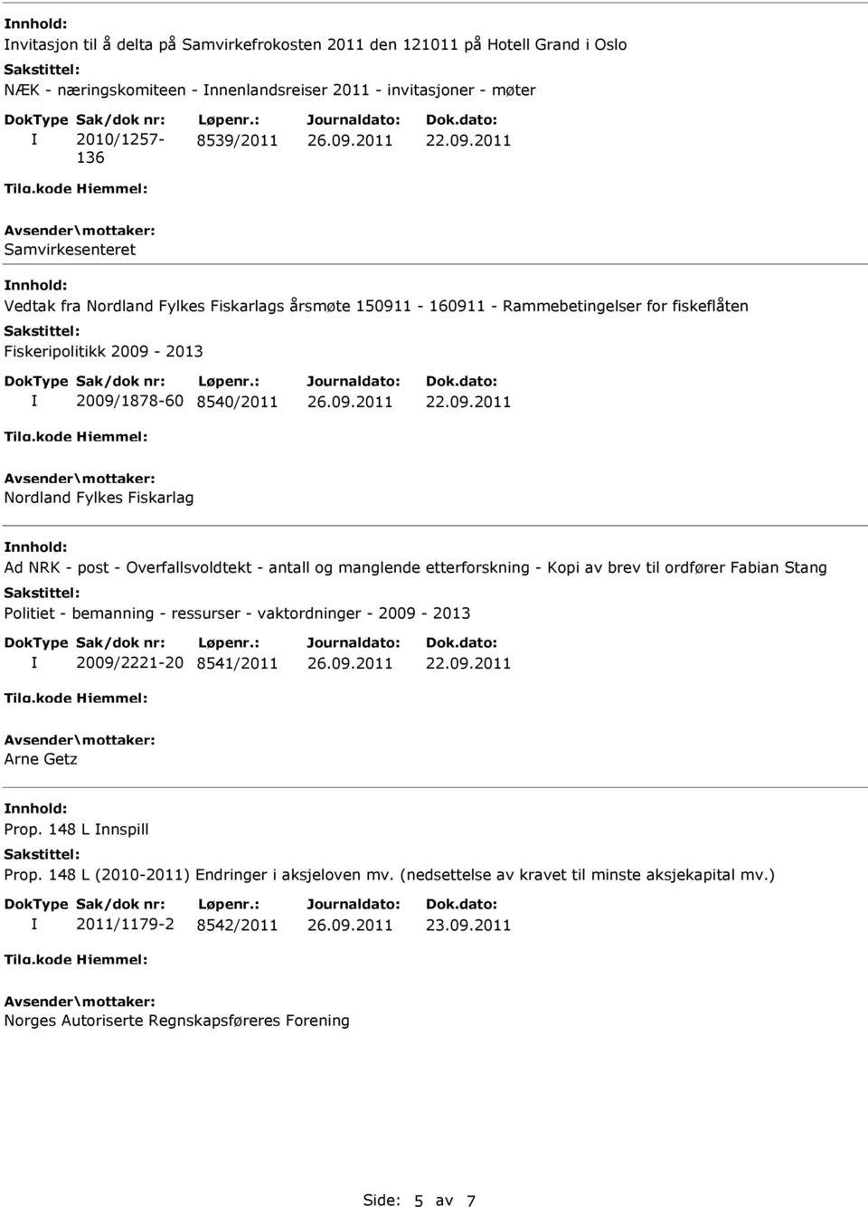 antall og manglende etterforskning - Kopi av brev til ordfører Fabian Stang Politiet - bemanning - ressurser - vaktordninger - 2009-2013 2009/2221-20 8541/2011 Arne Getz nnhold: Prop.